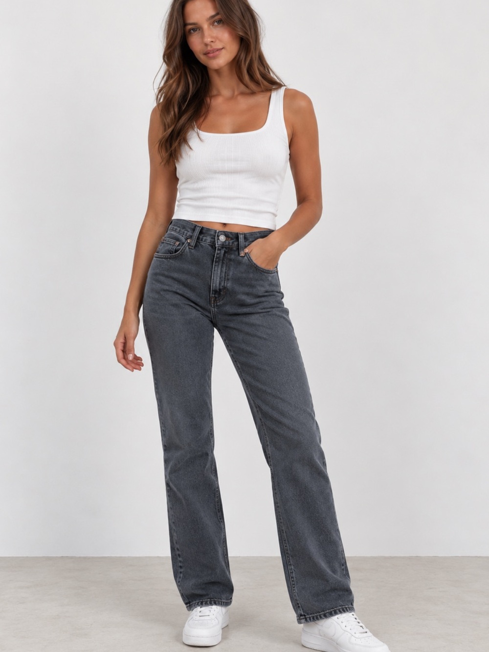 American Eagle High Rise Mom Jeans Size 2 Charcoal Black Denim Y2K 90s
